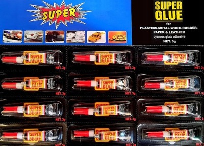 KLEJ SUPER GLUE MOCNY SZYBKOSCHNĄCY ZESTAW 12szt