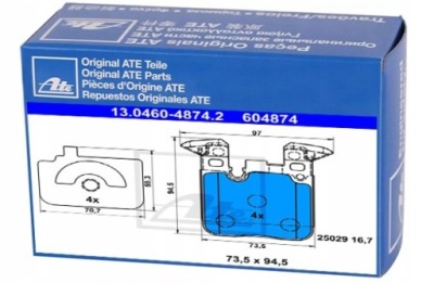 Ate 13.0460-4874.2 набор тормозных колодок тормозных, тормоза дисковые фото №1