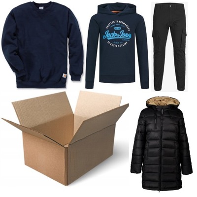 KARTON BOX MIX ODZIEZ | JACK&JONES, CARHARTT, LEE, PEPE JEANS - 15 SZT