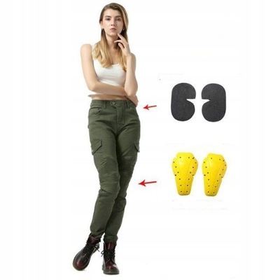 DAMSKIE JEANSY MOTOCICLETA PANTALONES VERDE  