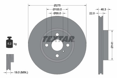 TEXTAR 92156200 ДИСК ТОРМОЗНОЙ