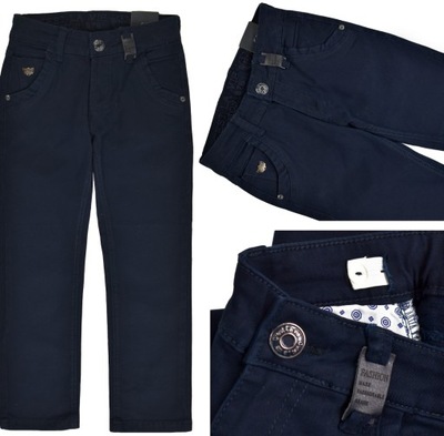 CEST Granatowe Jeans SPODNIE Wizytowe - 110/116