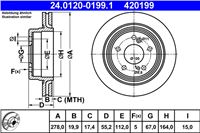 ATE DISCO DE FRENADO PARTE TRASERA 278X20 V MERCEDES 124 S124 85-/E 93-/E  