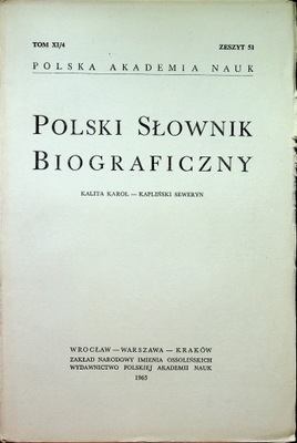 Polski Słownik Biograficzny tom XI 4