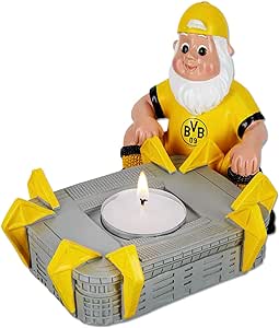 Borussia Dortmund BVB krasnal ogrodowy ze stadionem, świecznik DEFEKT