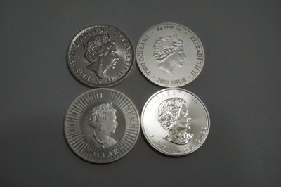 Monety inwestycyjne srebro 999/1000 1 uncjowa 4szt