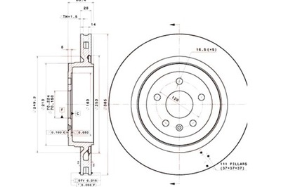 BREMBO DISCOS DE FRENADO 2 PIEZAS PARTE TRASERA TESLA MODELO S MODELO X 09.12-  