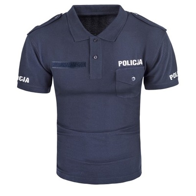 Koszulka polo POLICJA, granat, nowy wzór S, pique