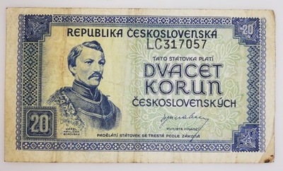 20 koron 1945 Czechosłowacja seria LC