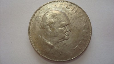 Moneta 1 crown 5 szylingów 1965 Churchill stan 2