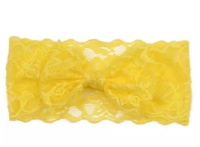 Koronkowa opaska do włosów 42-52cm żółta intensywn