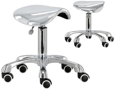 Taboret kosmetyczny fryzjerski krzesło hoker SPA mobilny srebrny do salonu