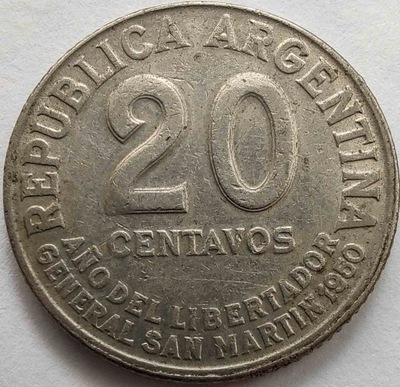 1938 - Argentyna 20 centavo, 1950