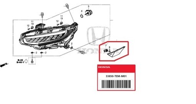 Габаритный фонарь левая eu civic x 17-21r. фото №1