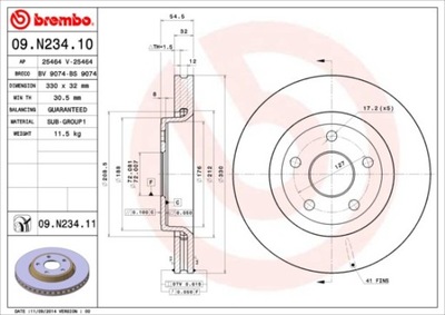 DISKU STABDŽIŲ BREMBO 09N23411 PRIEK. 