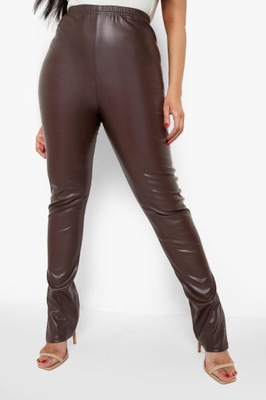 Boohoo bmt skóry legginsy stan brązowe wysoki imitacja 48 NG6