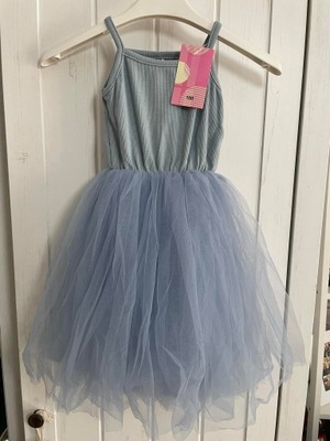 Sukienka z tiulem dla małej dziewczynki błękina