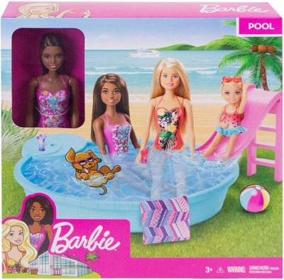 BARBIE Basen Dla Lalek Ze Zjeżdżalnią + LALKA