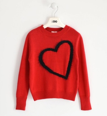 Sweter w kolorze czerwonym z sercem, marki iDO