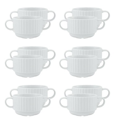 LUBIANA DAISY 12x BULIONÓWKA 300 ML 12 EL DLA 12 OS BIAŁA PORCELANA