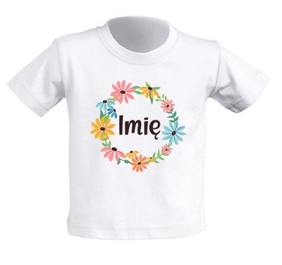 Koszulka bawełniania dla dziecka nadruk z IMIENIEM w wianku 5-6 lat 116