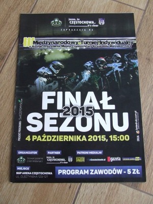 Program żużlowy 2015 - Częstochowa- Turniej o Puchar Prezydenta Częstochowy