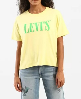 LEVI'S żółty bawełniany t-shirt zielone logo S