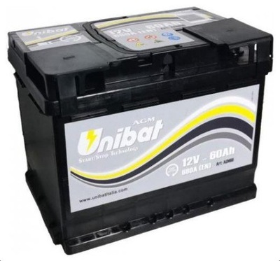 АКУМУЛЯТОР UNIBAT AGM 60AH 680A СТАРТ СТОП КАМПЕР EK600