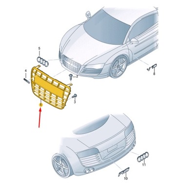 Audi r8 42 передняя часть радиатор решётка 420853651t94 фото №1