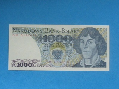 Polska Banknot 1000 złotych DW ! 1982 Kopernik UNC