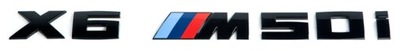 BMW G06 X6 M50I EMBLEMA LOGOTIPO INSCRIPCIÓN INSIGNIA NEGRO  