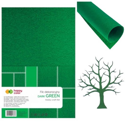 Filc dekoracyjny ciemnozielony zielony A4 1 arkusz