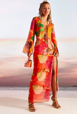 SPÓDNICA MAXI WE WZÓR ROZM XS 611