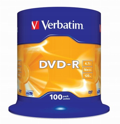 Płyta DVD Verbatim 43549 4,7GB 16x 100szt. Cake 18B248