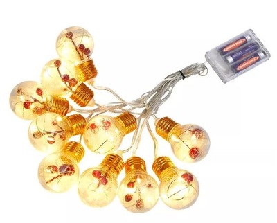Lampki LED łańcuch na baterie kurtyna lampki choinkowe kule z dekoracją 3m