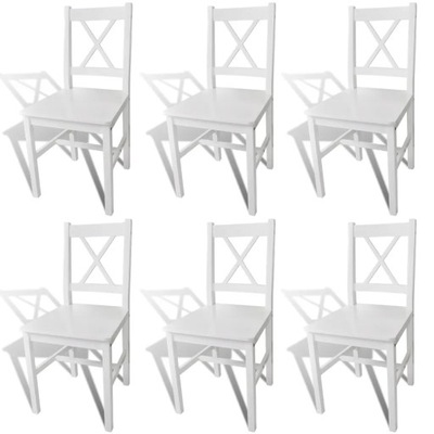Krzesła stołowe, 6 szt., białe, drewno sosnowe