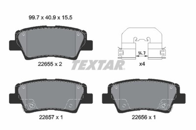 PADS BRAKE KIA REAR NIRO/RIO/SPORTAGE/STONIC 1,4-2,0 CRDI 15- 2265501  