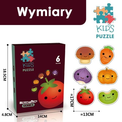 Puzzle Warzywa 6w1 Układanka dla dzieci warzywa