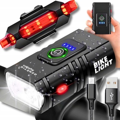 LAMPKA ROWEROWA LED PRZÓD TYŁ ZESTAW DO ROWERU USB