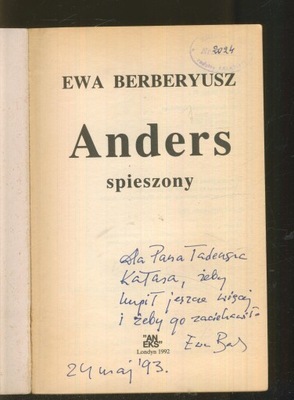 Ewa Berberyusz; Anders spieszony; z autografem