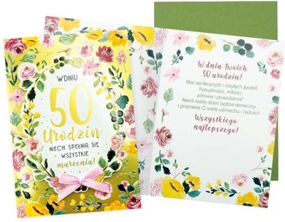 Karnet B6 Urodziny 50 (kwiaty)