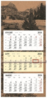 Kalendarz 2024 ścienny TRÓJDZIELNY KRAFT