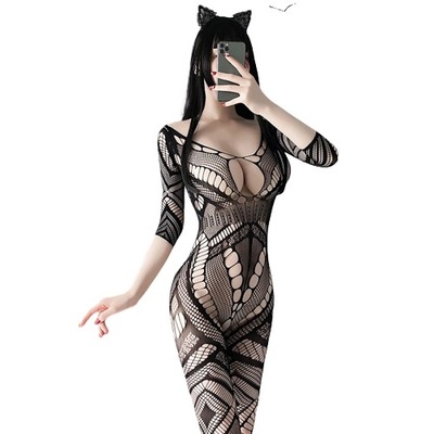 STRÓJ SIATKA BODYCON KABARETKI SEXY KORONKA