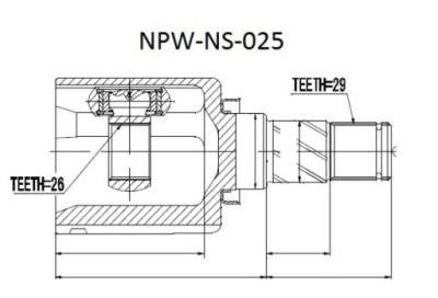 Шарнир внутренний nissan x-trail t30 00-06 левый фото №1