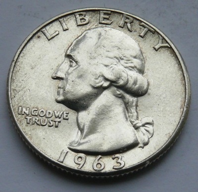 USA - 25 CENTÓW QUARTER DOLLAR LIBERTY 1963 r. - srebro Ag