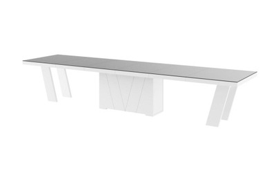 Stół rozkładany GRANDE szaro-biały Wysoki połysk