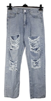 Jeansowe spodnie z dziurami mom jeans S 36