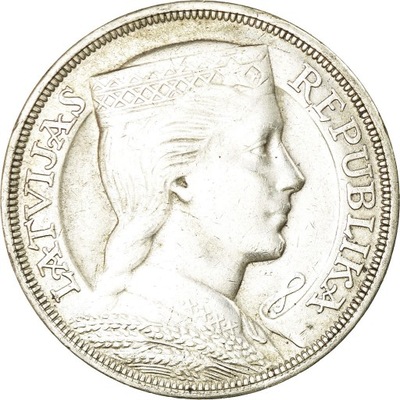 Moneta, Łotwa, 5 Lati, 1931, EF(40-45), Srebro, KM