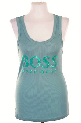 HUGO BOSS TOP BŁĘKITNY CEKINOWY NAPIS EXTRA 36 38 Extra