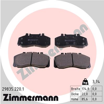 ZIMMERMANN 29835.220.1 КОЛОДКИ ТОРМОЗНЫЕ